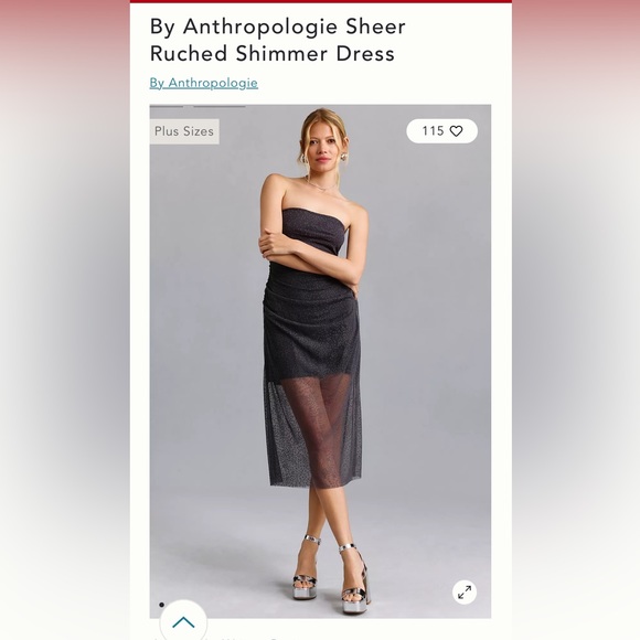 Anthropologie Dresses & Skirts - Anthropologie Sheer Ruched Shimmer Midi Dress